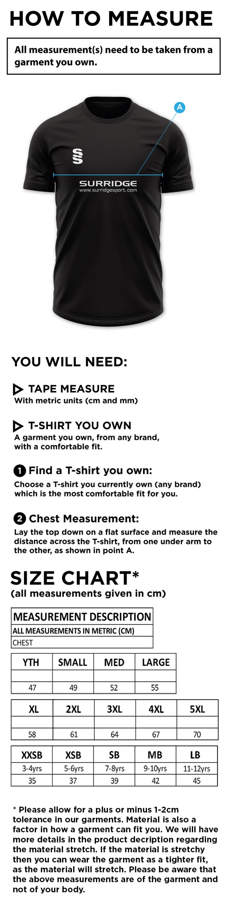 SANDWELL ACADEMY SIXTH FORM - BLADE T-SHIRT - Size Guide