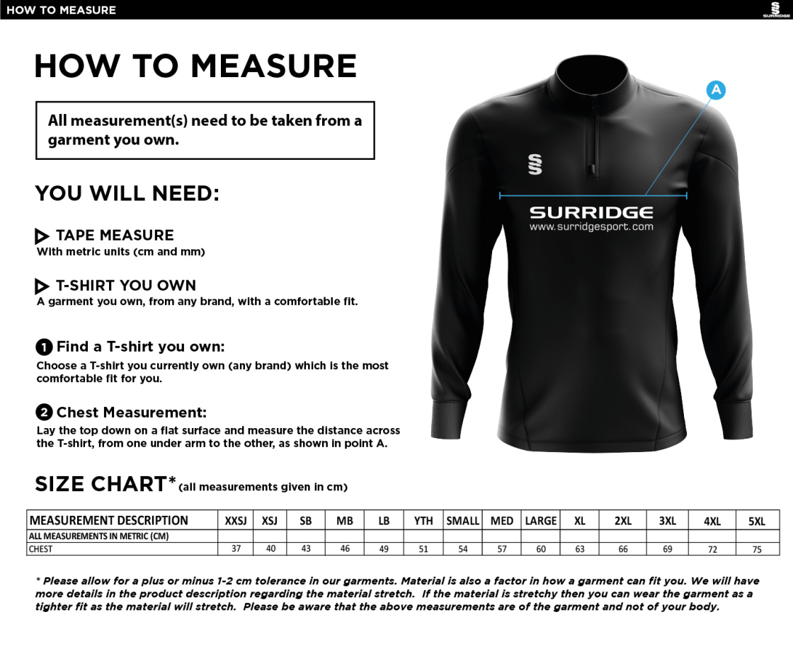 Sandwell Academy Performing Arts Staff - Fuse Performance Top - Size Guide