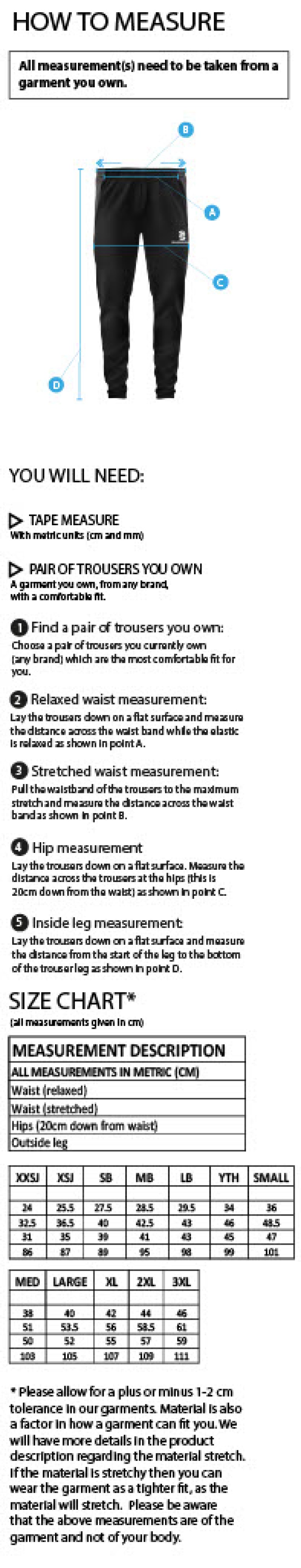 SANDWELL ACADEMY PE STAFF - Dual Skinny Pant - Size Guide