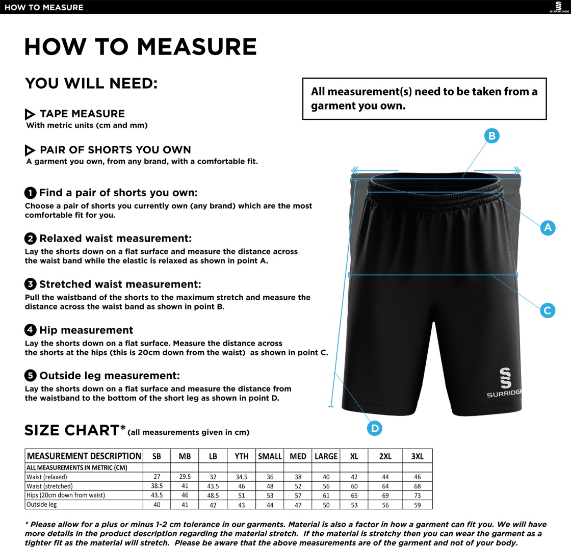 SANDWELL ACADEMY PE STAFF BLADE SHORTS NAVY - Size Guide