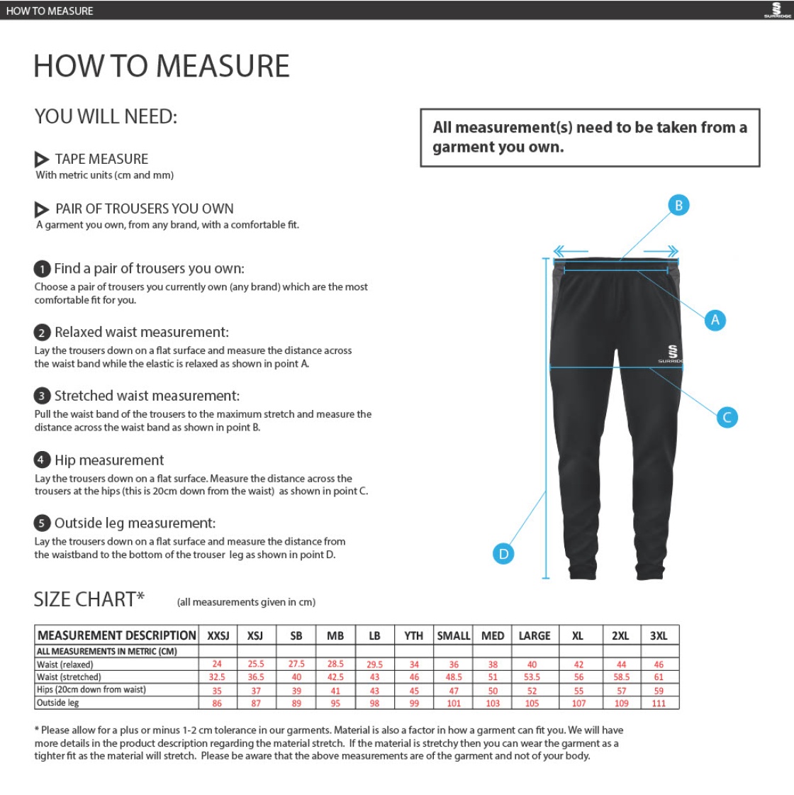 SANDWELL ACADEMY PE STAFF - Dual Skinny Pant - Size Guide